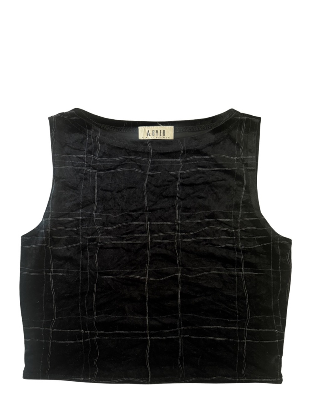 Vintage Black Sleeveless Velvet Top